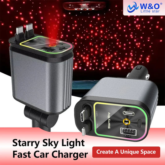 Starry Sky Light Retractable Car Phone Charger