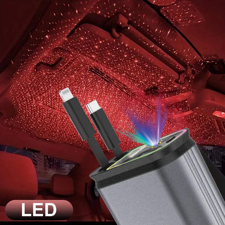 Starry Sky Light Retractable Car Phone Charger